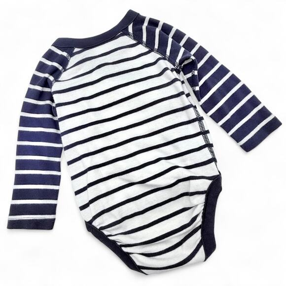 Hanna Andersson Baby Side Snap Organic Cottonβ Bodysuit Unisex Navy Stripe 3-6M - Picture 6 of 7